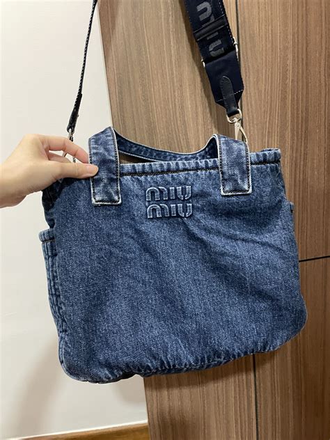 miu miu denim tote bag|farfetch miu michael bags.